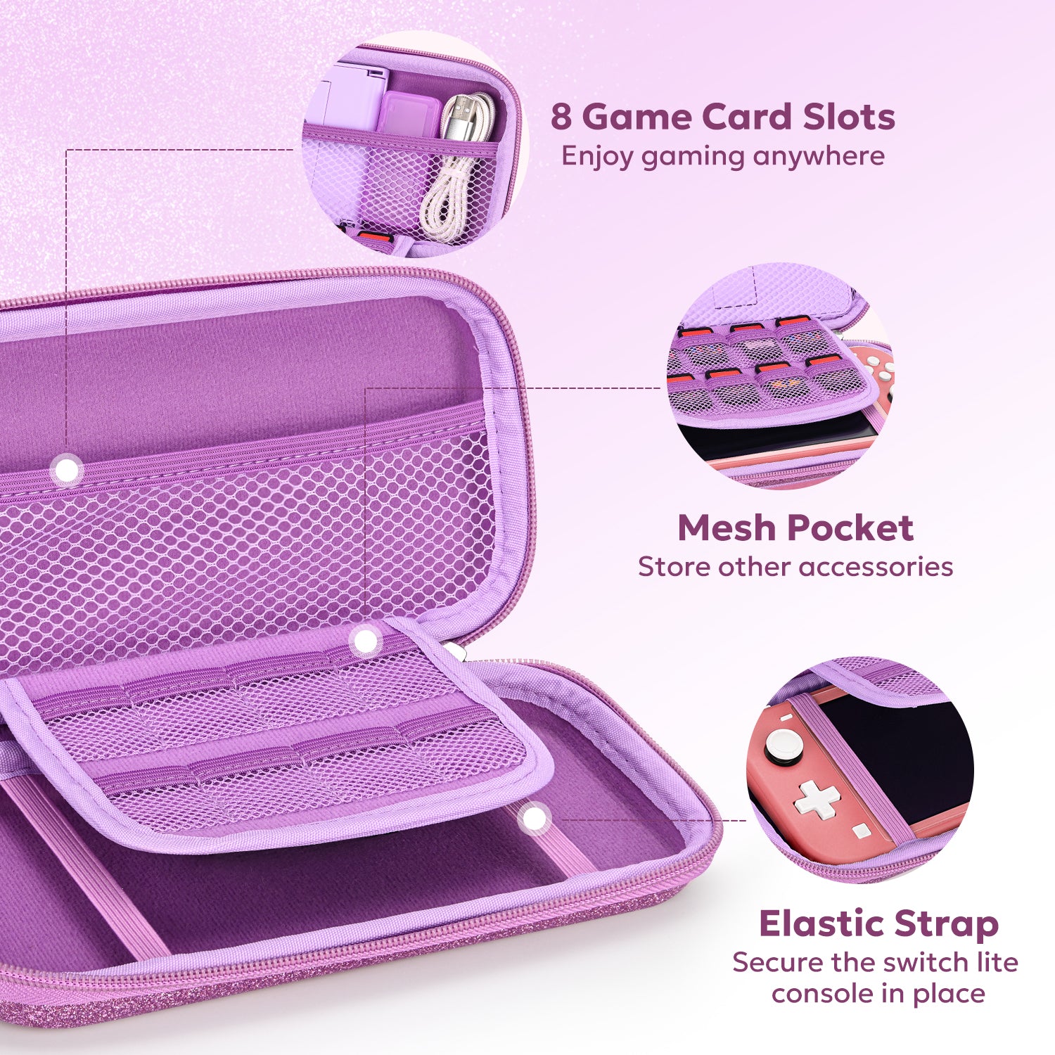 Switch Lite Case, 15-in-1 Accessories Set with Carrying Case