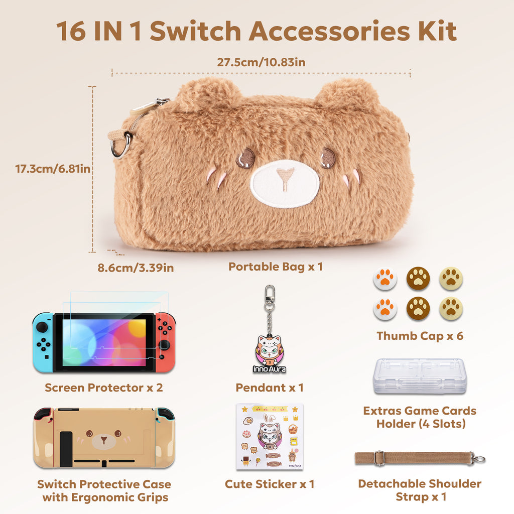 Switch Case with 16-in-1 Accessories Bundle