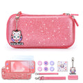 Switch Lite Case, 15-in-1 Accessories Set with Carrying Case, Screen Protector, Cat Thumb Caps (Glitter Pink) Visit th
