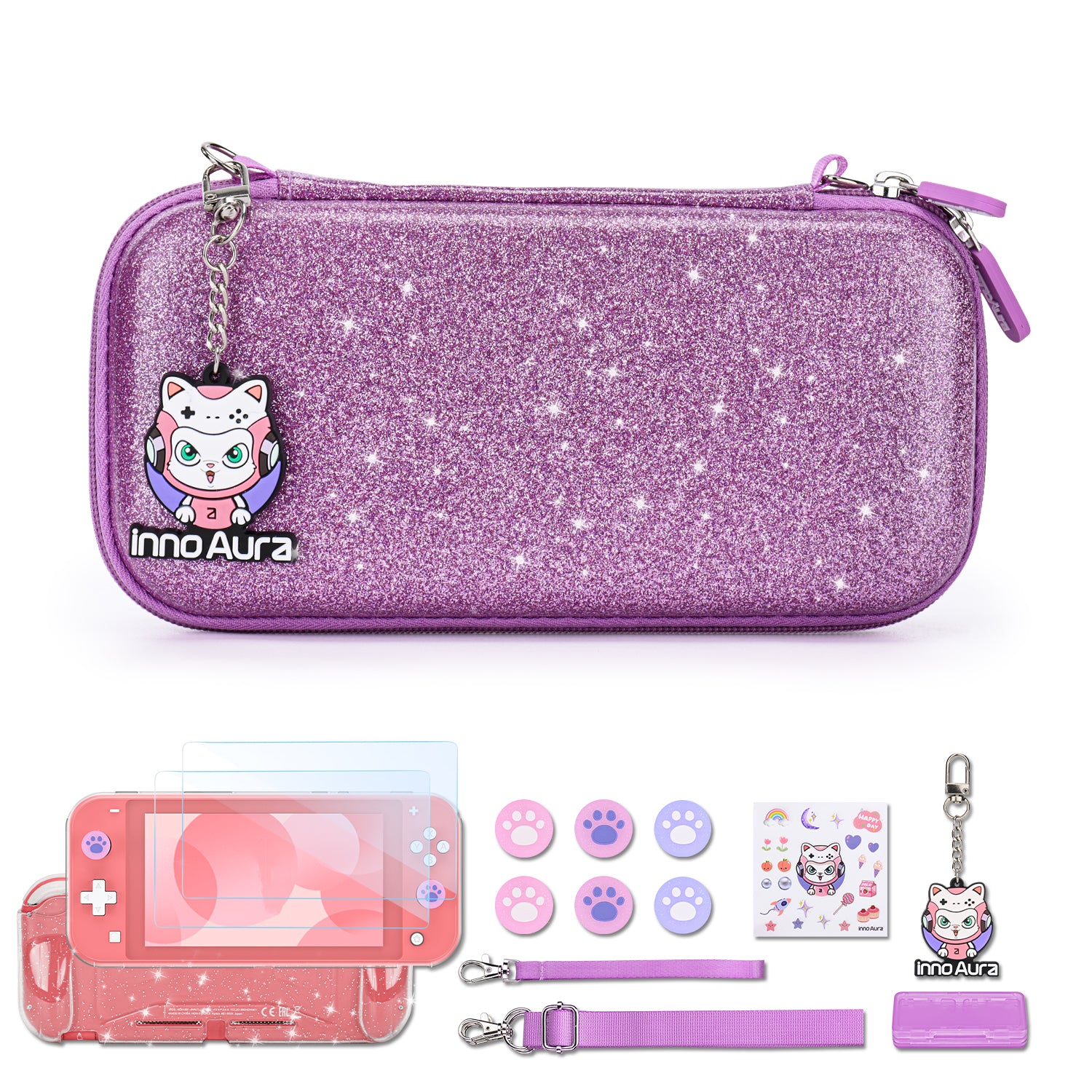 Switch Lite Case, 15-in-1 Accessories Set with Carrying Case